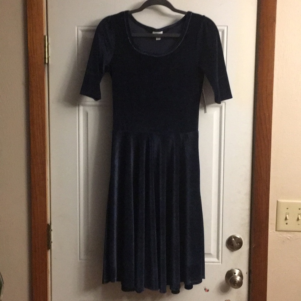 New Blue Velvet Lularoe Nicole Dress M Medium